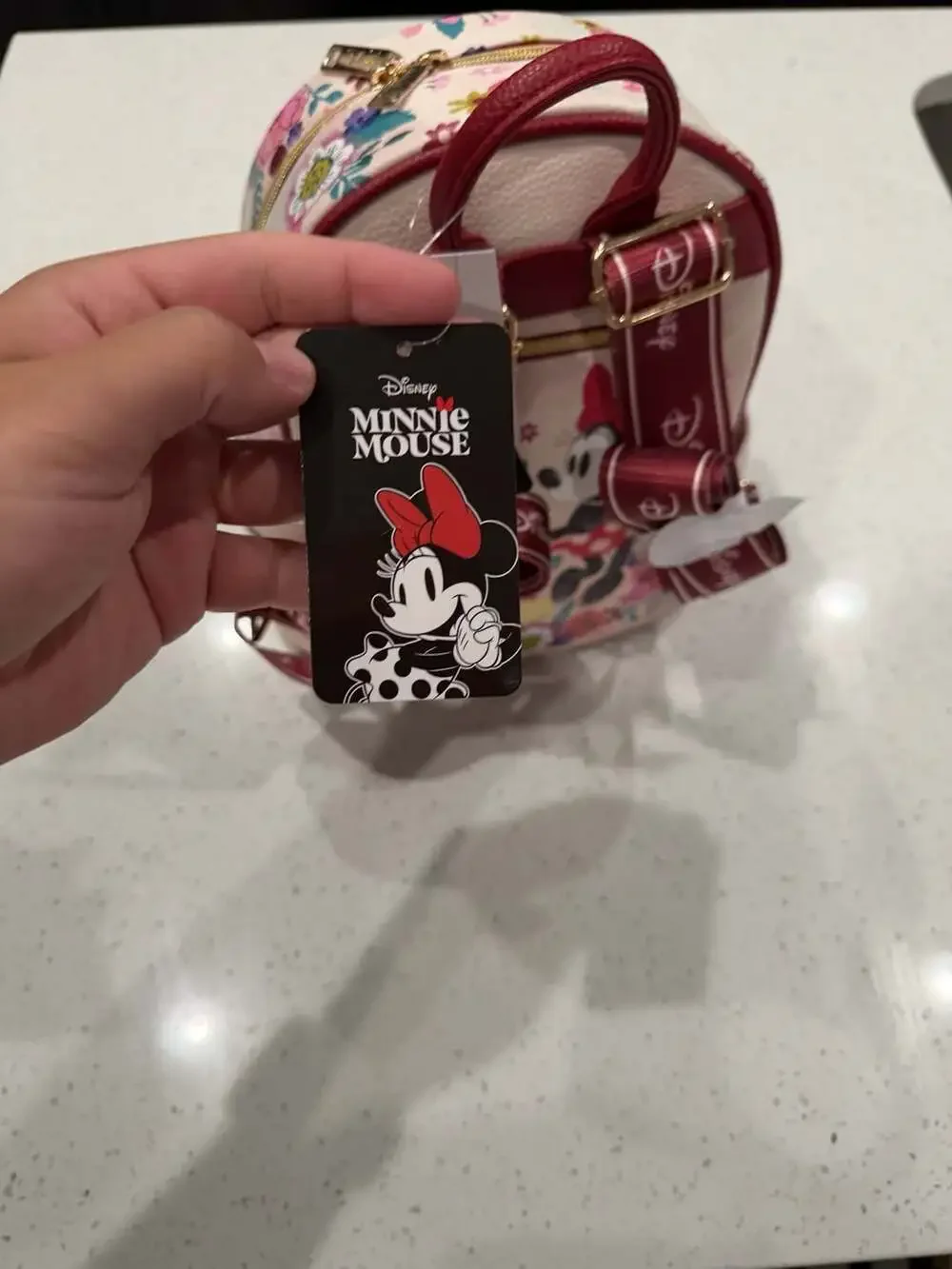 Disney Mickey and Minnie Mouse Floral Vegan Leather Mini Backpack
